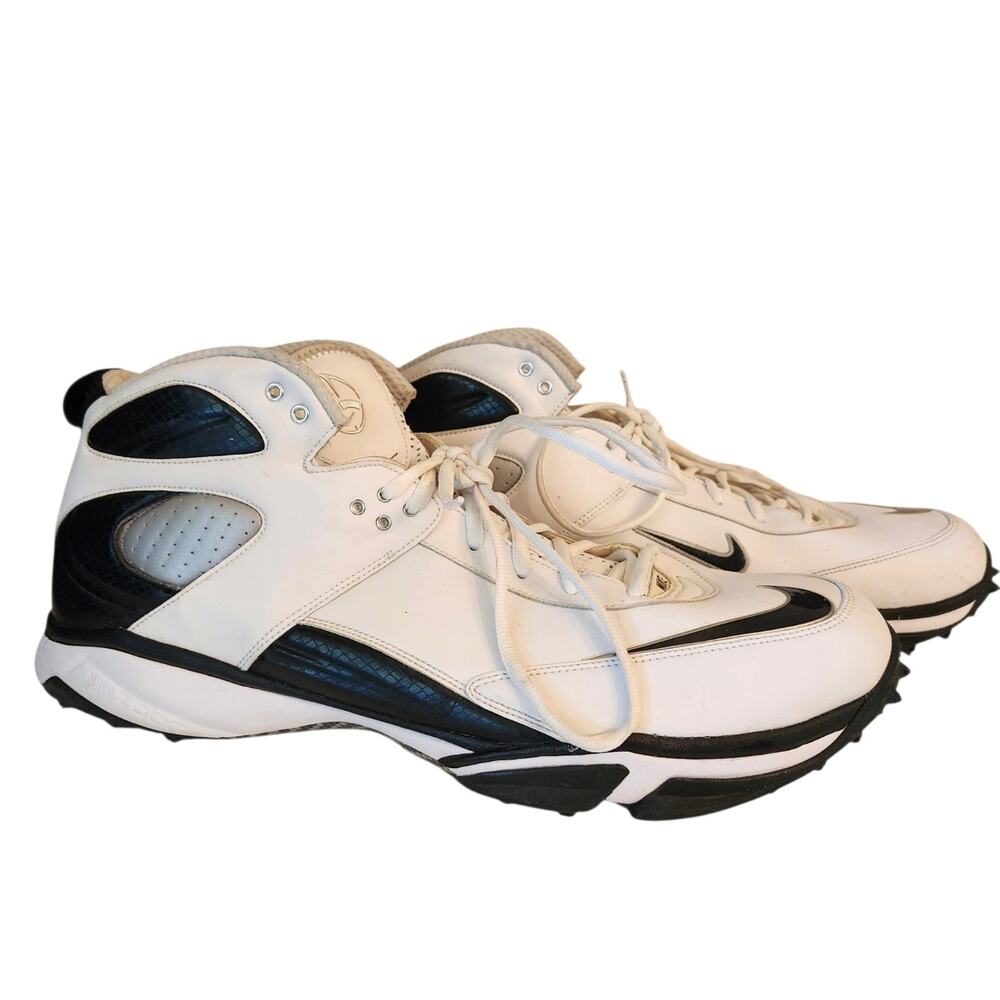 Vtg Nike Zoom Air Football Shoes Cleats Mens Sz 19 High Top Dri-Fit #327152-101